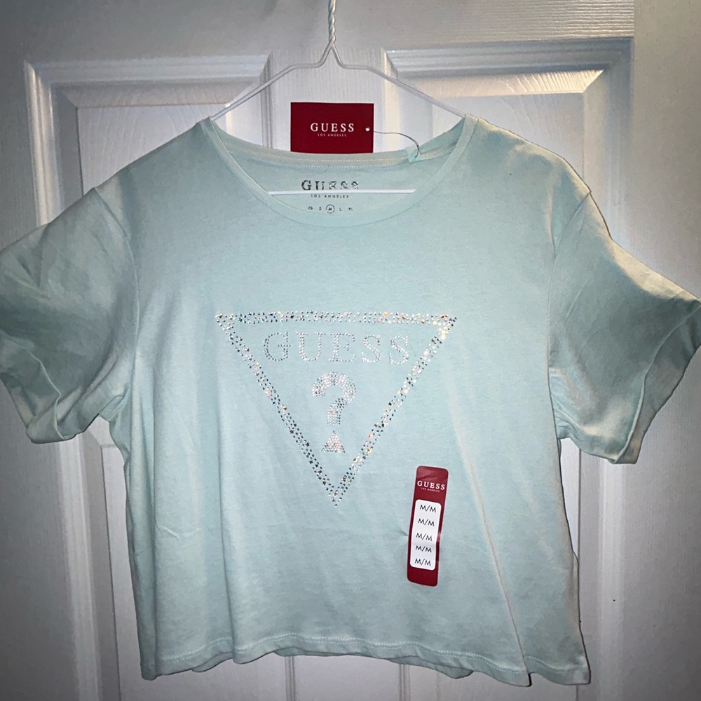 NEW Guess light blue women’s T-shirt with gems